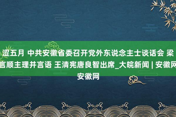 涩五月 中共安徽省委召开党外东说念主士谈话会 梁言顺主理并言语 王清宪唐良智出席_大皖新闻 | 安徽网