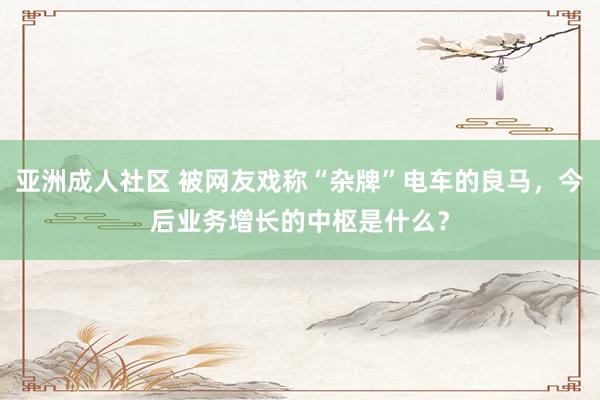 亚洲成人社区 被网友戏称“杂牌”电车的良马，今后业务增长的中枢是什么？