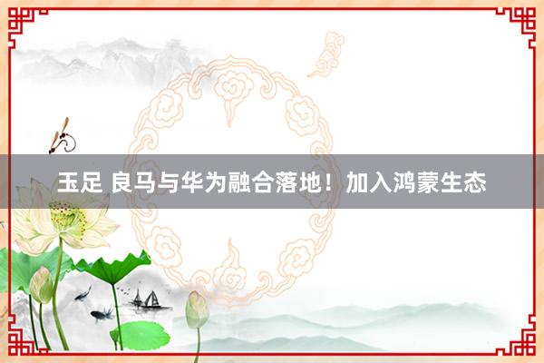 玉足 良马与华为融合落地！加入鸿蒙生态