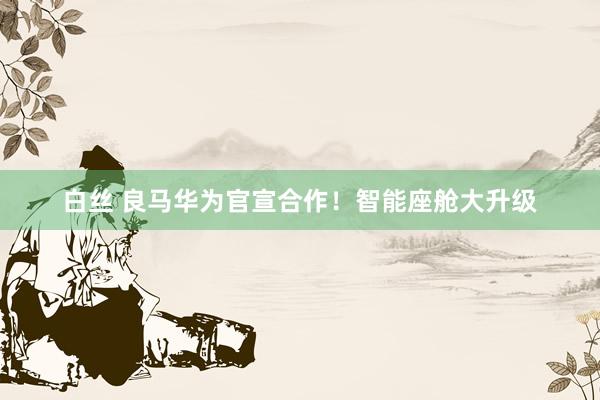 白丝 良马华为官宣合作！智能座舱大升级