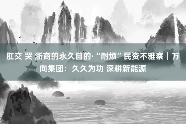 肛交 哭 浙商的永久目的·“耐烦”民资不雅察｜万向集团：久久为功 深耕新能源
