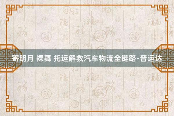 寄明月 裸舞 托运解救汽车物流全链路-普运达