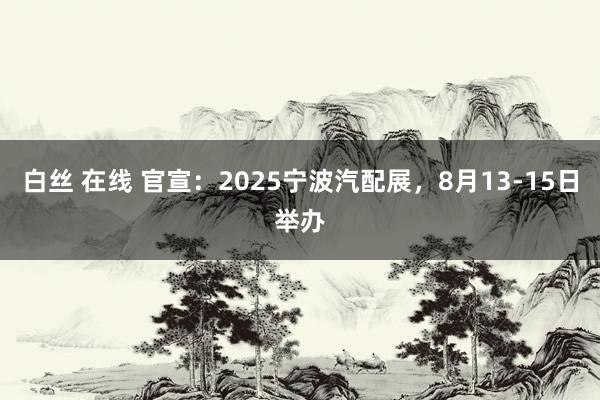 白丝 在线 官宣：2025宁波汽配展，8月13-15日举办