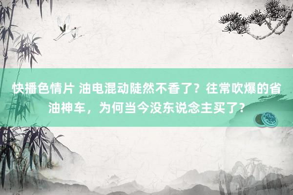 快播色情片 油电混动陡然不香了？往常吹爆的省油神车，为何当今没东说念主买了？