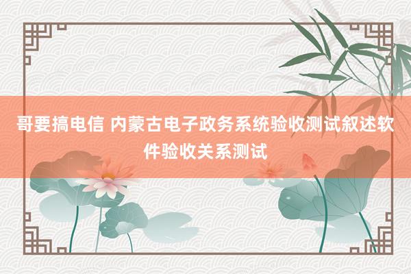 哥要搞电信 内蒙古电子政务系统验收测试叙述软件验收关系测试