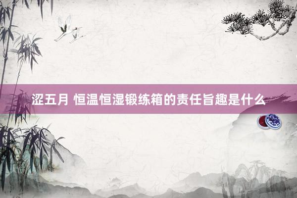 涩五月 恒温恒湿锻练箱的责任旨趣是什么